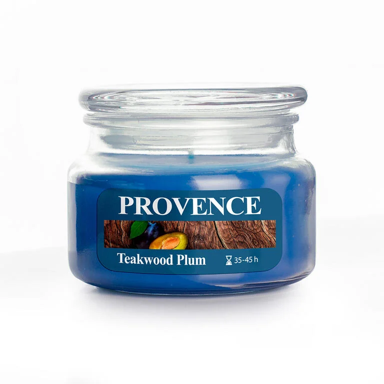 Svíčka ve skle s víčkem, 200 g, 1 knot, Teakwood Plum Svíčka ve skle s víčkem, 200 g, 1 knot, Teakwood Plum